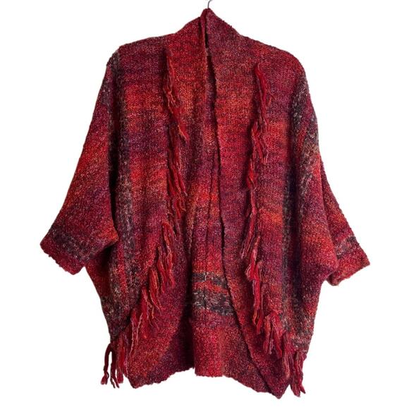 Sleeping On Snow Anthropologie Fringe Cardigan Sweater Size S Wool Western Boho - Picture 1 of 6